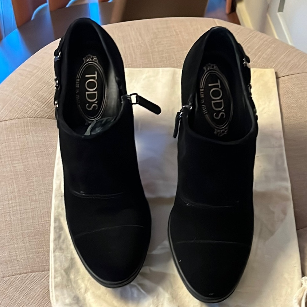 Tod’s Black Suede Platform Shoes